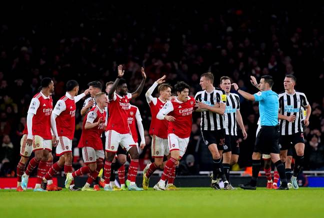 Arsenal players weren't happy with Andrew Madley. Image: Alamy