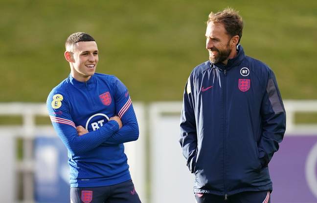 Foden and Southgate in England training last year. (Image Credit: Alamy)
