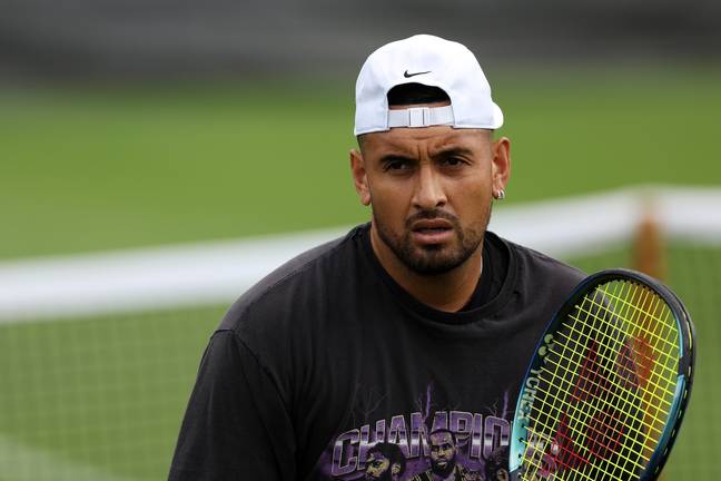 Kyrgios was practicing at Wimbledon but then his injury was too bad. Image: Getty