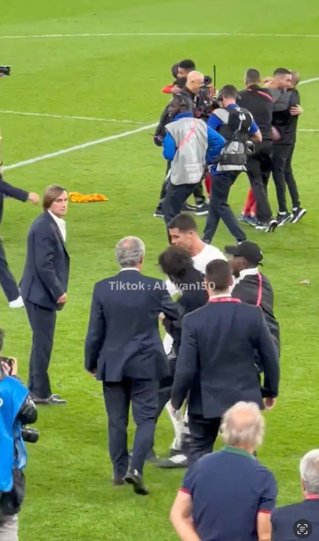 Security immediately intervened when the fan tried to approach Portugal captain Cristiano Ronaldo. Credit: TikTok