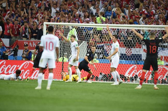 Perisic celebrates after scoring against England in the World Cup Semi Final, 2018. Credit: Alamy
