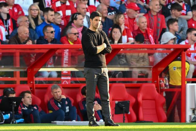 Mikel Arteta on the touchline during Nottingham Forest vs. Arsenal. Image: Alamy 
