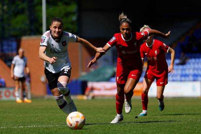 Liverpool Women taking on Manchester United. Image: Alamy