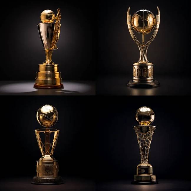 Imagined evolution of the Larry O'Brien Championship trophy. Credit: Midjourney