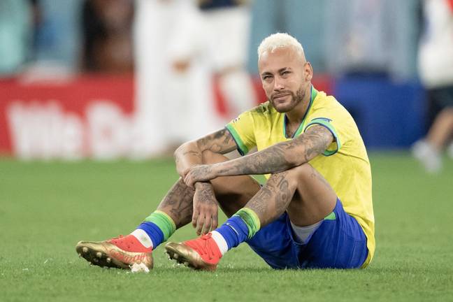 An emotional Neymar at full-time. (Image Credit: Alamy)