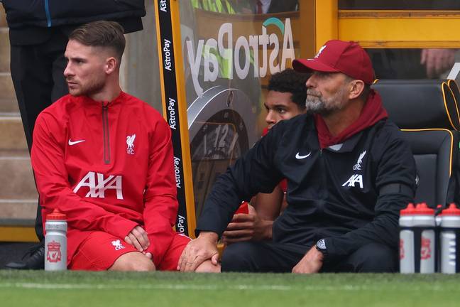 Liverpool's Alexis Mac Allister and boss Jurgen Klopp. (Credit: Getty)