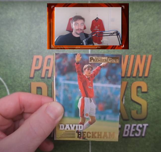 The moment Ollie, aka Paolo, packed a rookie David Beckham card worth £7,000. Image credit: TikTok/paolo.panini