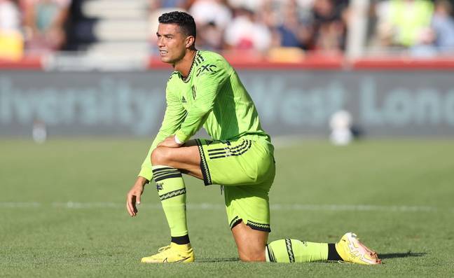 Ronaldo cut his typically frustrated figure during the Brentford loss. Image: Alamy