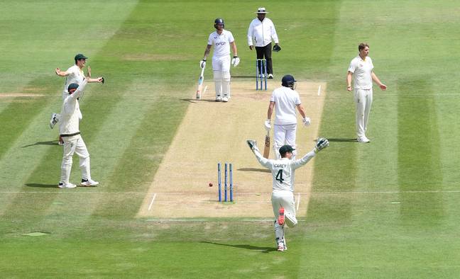 Alex Carey appeals for Jonny Bairstow's wicket. Image: Getty