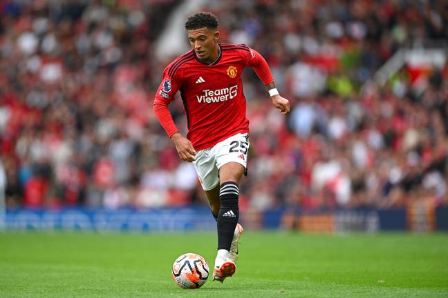 Jadon Sancho in action for Manchester United. Image: Getty