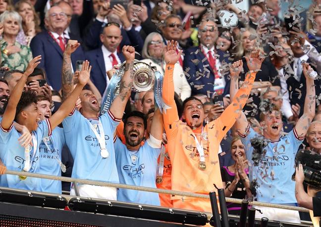 City lift their second trophy of the season. Image: Alamy