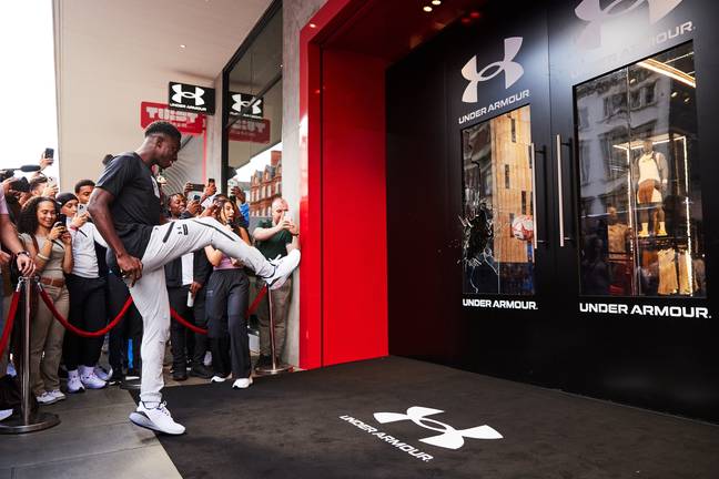 Eddie Nketiah helped launch the new Under Armour store on Oxford Street in London