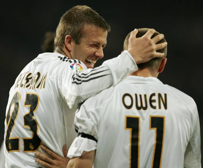 Michael Owen and David Beckham in action for Real Madrid (Getty Images)