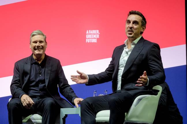 Neville joined Labour leader Keir Starmer during the party's autumn conference. Image: Alamy