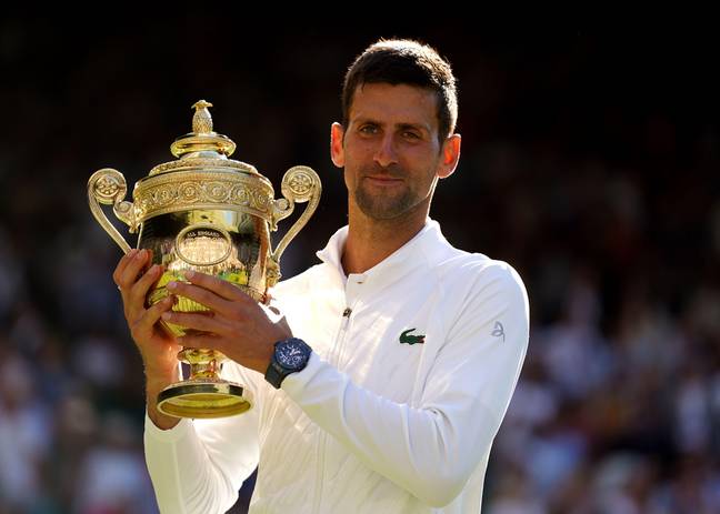 Novak Djokovic celebrates winning Wimbledon. Image: Alamy 