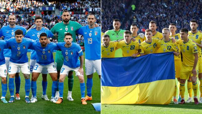 The Italy and Ukraine national football teams pictured in 2022 (Credit: Alamy)