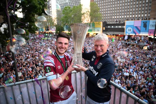 Rice's final act for West Ham was lifting the Europa Conference League trophy. Image: Getty