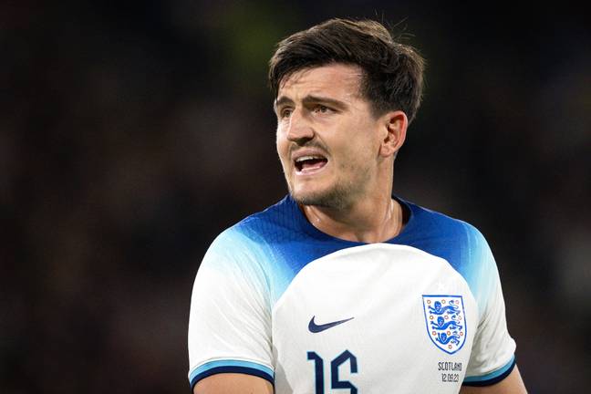 Harry Maguire in action for England. Image: Getty 
