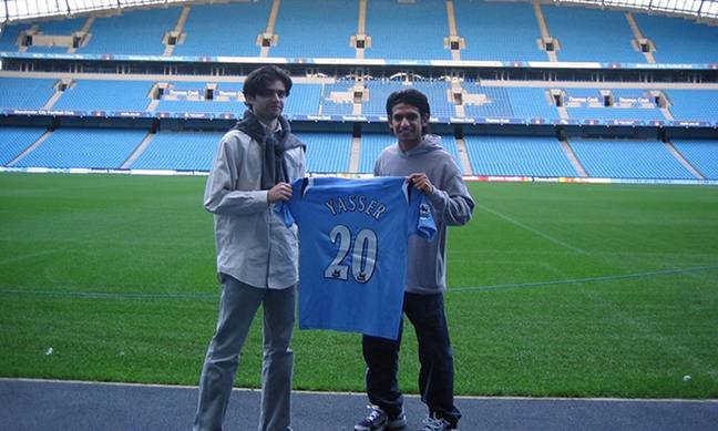 The day Yasser was given the number 20 shirt after signing for Manchester City. 