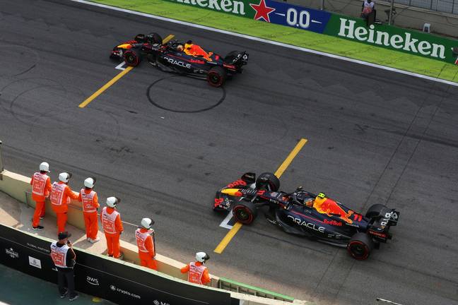 Verstappen and Perez line up side-by-side. Image: Alamy