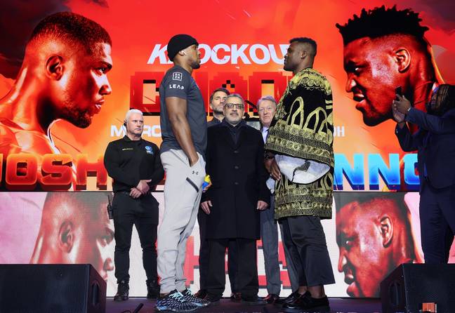 Anthony Joshua and Francis Ngannou go head-to-head. Image: Getty 