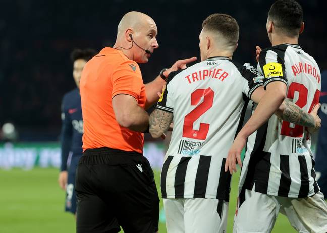 Kieran Trippier and Miguel Almiron couldn't believe the decision. (Image Credit: Getty)