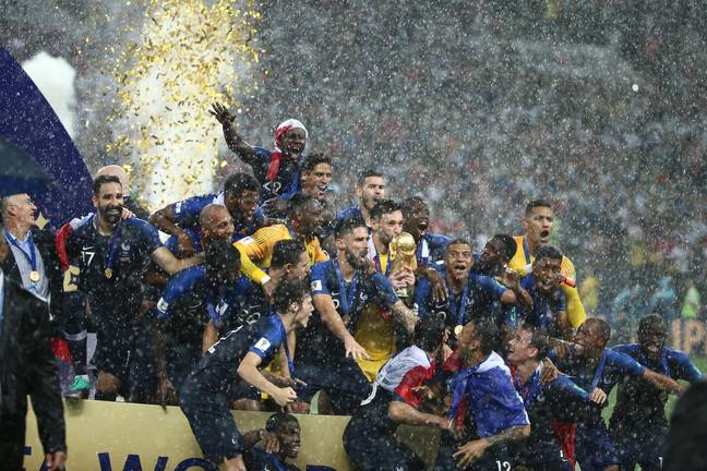 France with the trophy in Moscow four years ago. Image: Alamy