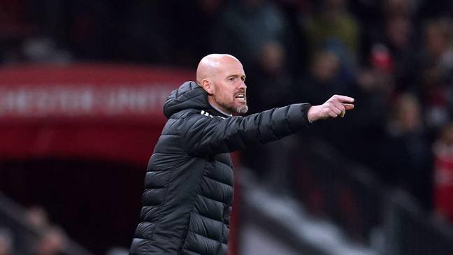 Manchester United manager Erik ten Hag on the touchline at Old Trafford. (Alamy)