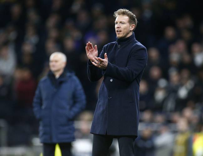Julian Nagelsmann managing against Tottenham in the Champions League. Image: Alamy 