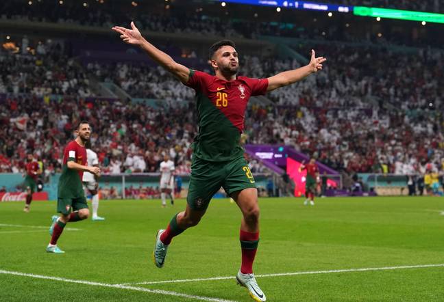 Goncalo Ramos celebrates after scoring for Portugal. Image: Alamy 