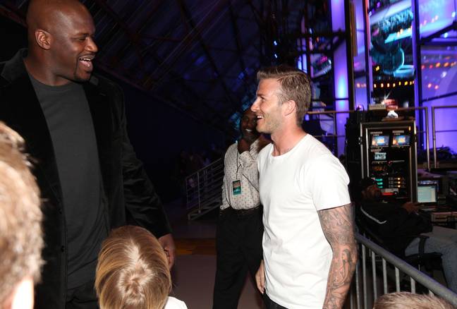 Shaquille O'Neal and David Beckham. (Credit: Getty)
