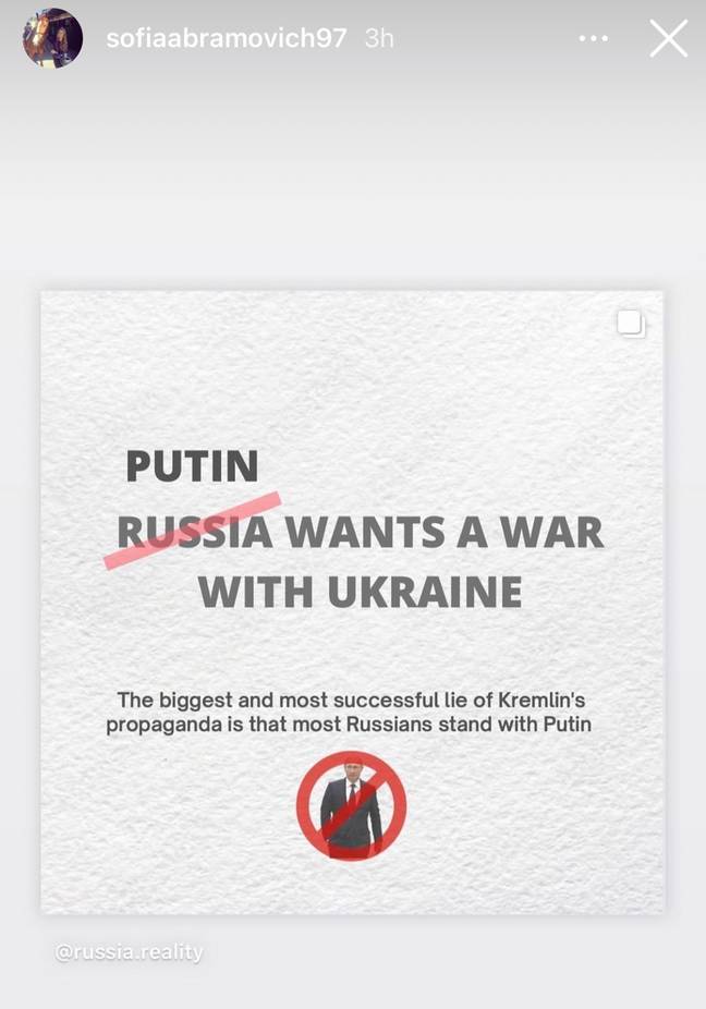 Abramovich's daughter's post. Image: Instagram