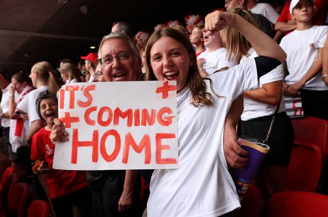 Fans celebrate England's victory following the UEFA Women's Euro 2022 final. Credit: Getty/Julian Finney - The FA 