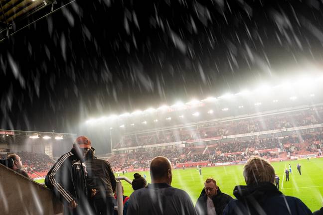 A cold, wet and windy night at Stoke. (Image Credit: Alamy)