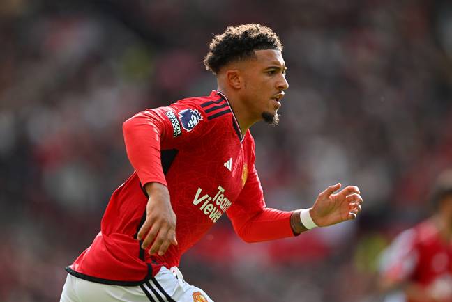 Jadon Sancho in action for Manchester United earlier in the season. Image: Getty