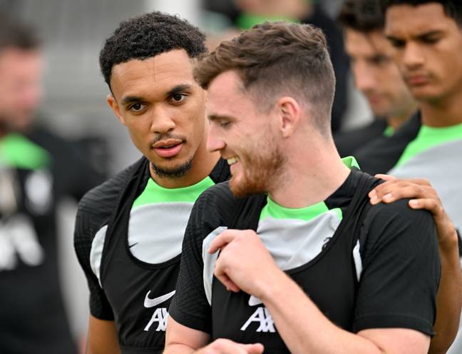 Liverpool's Trent Alexander-Arnold and Andy Robertson. (Credit: Getty)