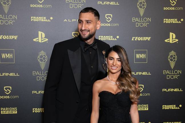 Gianluigi Donnarumma and Alessia Elefante during the Ballon d'Or ceremony in 2021. Image: Getty