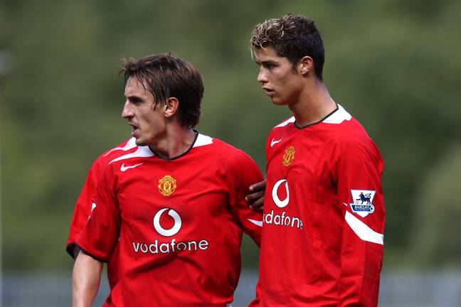 Ronaldo and Neville won two Premier League titles and the Champions League together. (Image Credit: Alamy)