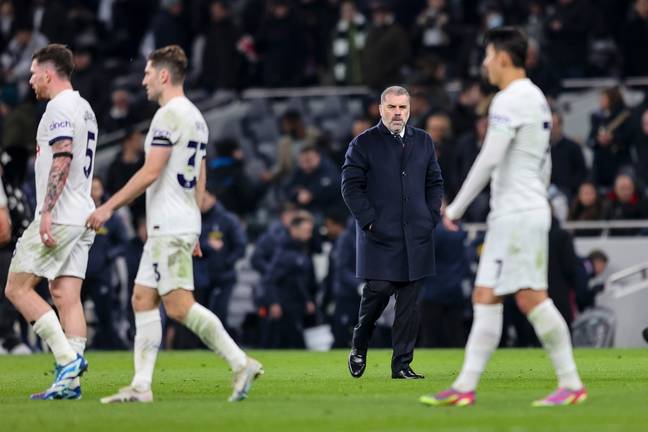 Postecoglou and Spurs players at full-time. (Image Credit: Getty)