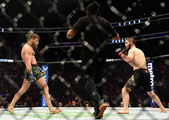 Conor McGregor and Khabib Nurmagomedov during their UFC 229 fight. Image: Getty 
