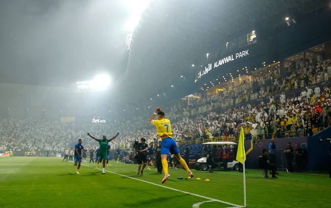 Ronaldo celebrates scoring the game's opener. Image: Getty