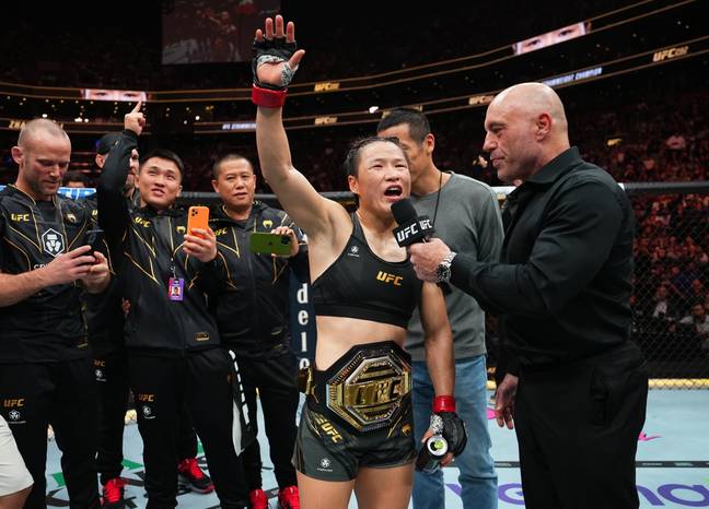 Zhang Weili after her victory at UFC 292. Image: Getty 