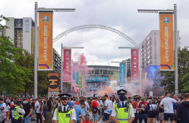 Fans outside Wembley prior to last summer's Euro 2020 final. (Image Credit: Alamy)