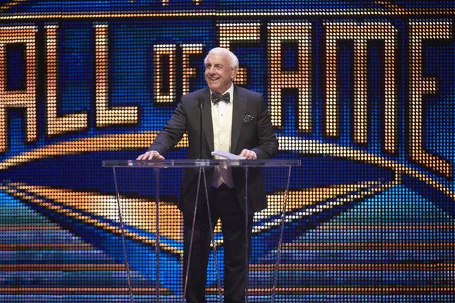 Ric Flair during a WWE Hall of Fame ceremony. Image: Getty 