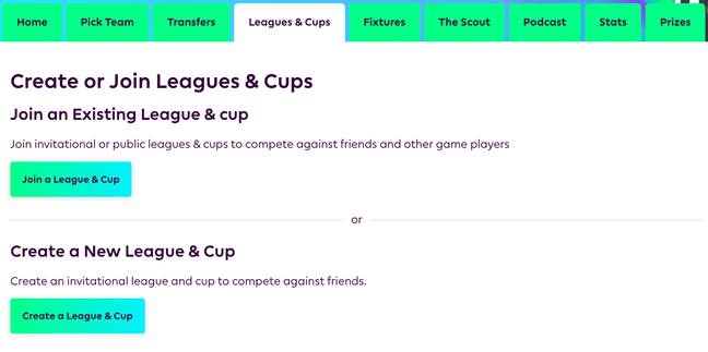 How to create a league in FPL 2023/24