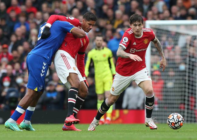 Raphael Varane and Victor Lindelof in action for Manchester United. Image: Getty