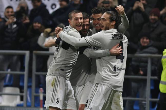 Ronaldo and Caceres celebrate together at Juventus. (Image Credit: Getty)
