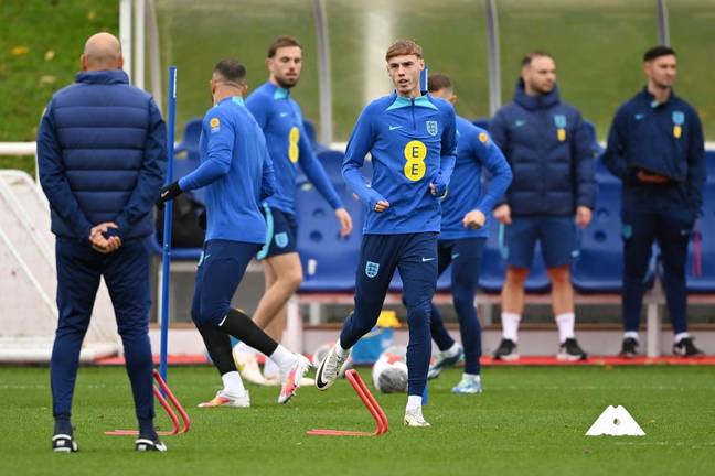 Cole Palmer in England training. Image: Getty 