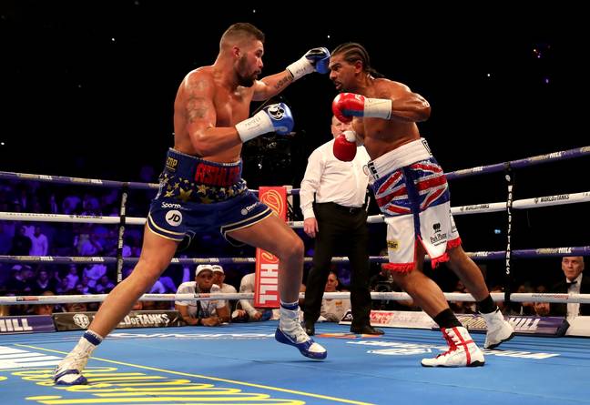 Tony Bellew and David Haye during their rematch. Image: Getty 