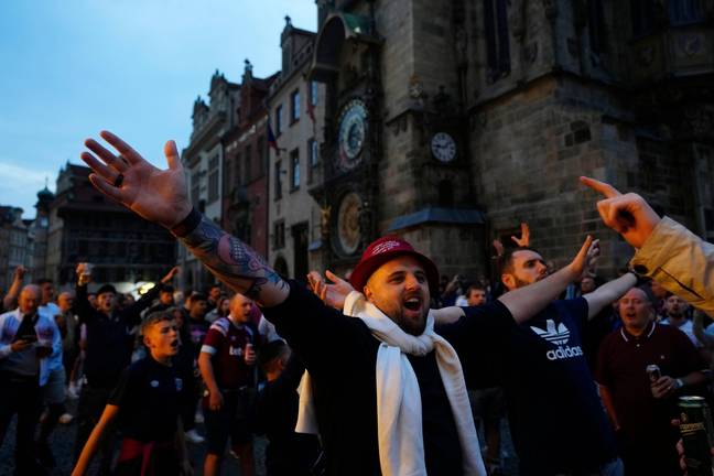 West Ham United fans gather in Prague. Image: Alamy 